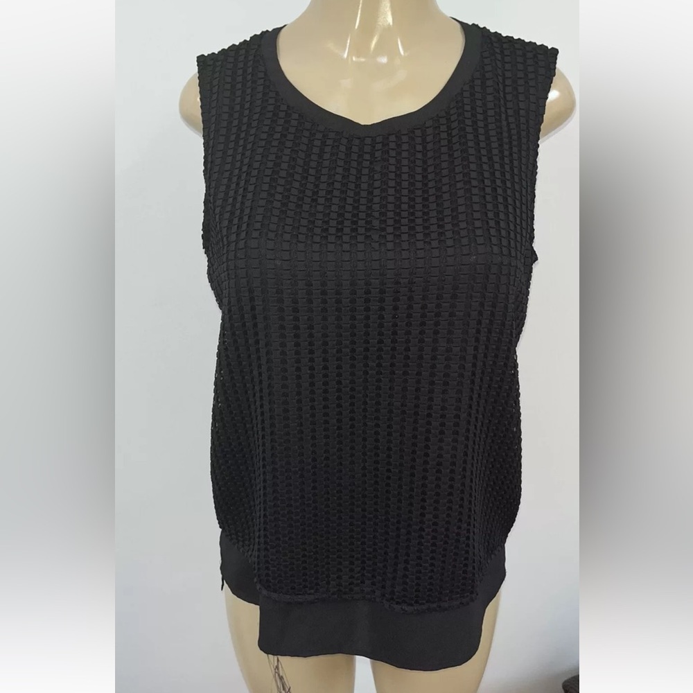 Calvin Klein black sleeveless layered blouse size L